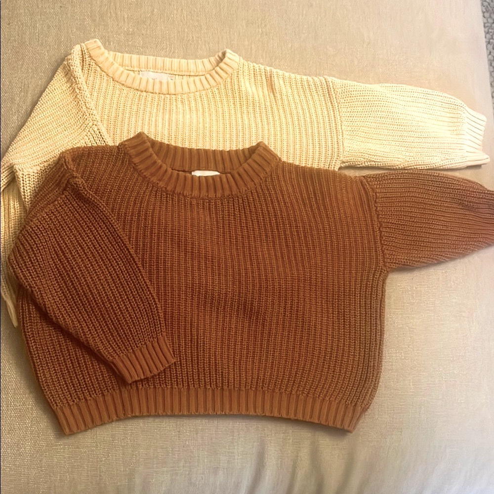 2T Cotton sweaters - Cream and Brown